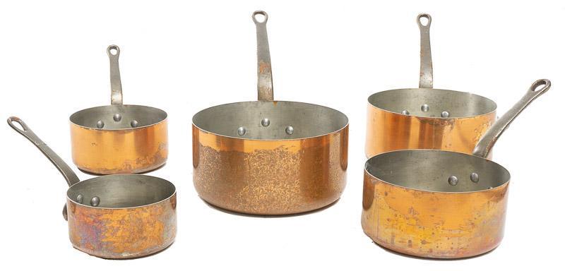 Lot of 5 Vintage Copper Cooking Ware (1 of 3)