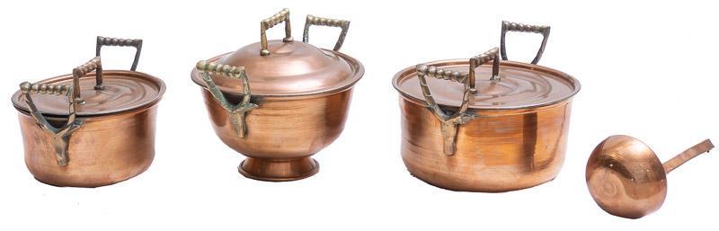 Set of 3 Vintage Copper Cooking Ware (1 of 2)