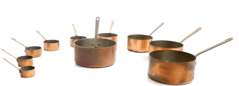 Lot of 10 Vintage Copper Cooking Ware (1 of 3)