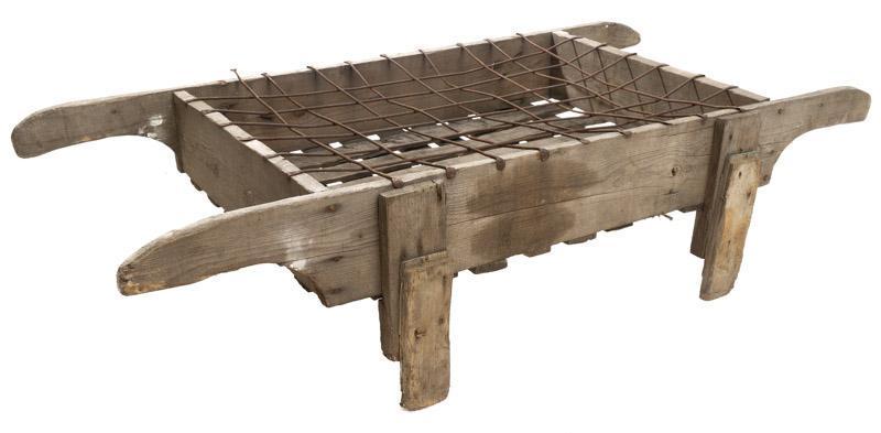Rustic Vineyard Wine Bottle Holder: Rustic vineyard wine bottle holder, iron and wooden 15" tall x 62" wide x 32" deep State-wide delivery is available for this item. Please email shipping@vogtauction.com or call 210-822-6155 for a quot