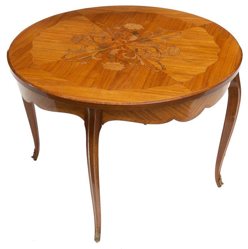 French-Style Inlay Occasional Table (1 of 3)