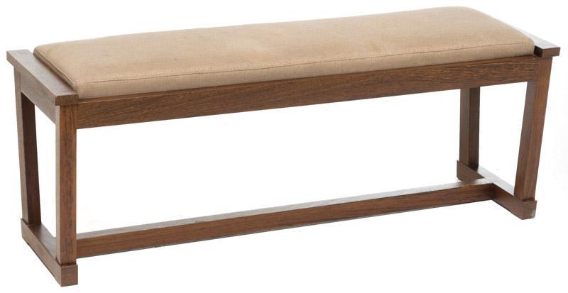 Vintage Upholstered Piano Bench: Vintage upholstered piano bench, tan upholstery, wooden frame 19" tall x 48.5" wide x 15" deep State-wide delivery is available for this item. Please email shipping@vogtauction.com or call 210-822-615