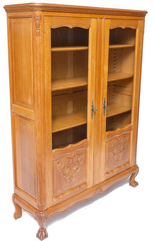 French Provincial-Style Display Case: French Provincial-style display case, glazed doors, carved accents, claw and ball feet, includes 2-keys 66.5" tall x 49" wide x 15" deep State-wide delivery is available for this item. Please email sh