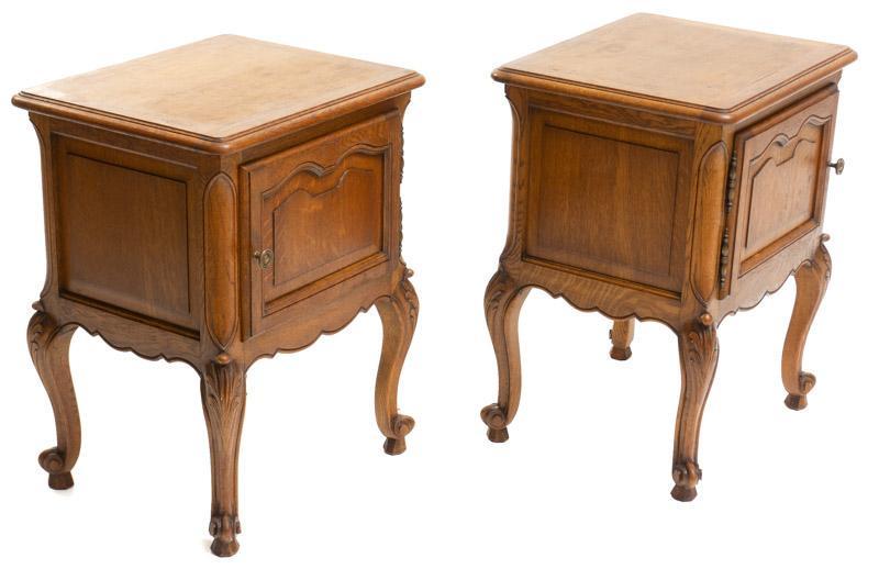 Pair of Louis XV-Style Night Stands: Pair of Louis XV-style night stands, cabriole legs, single-drawer 25" tall x 20" wide x 17" deep State-wide delivery is available for this item. Please email shipping@vogtauction.com or call 210-822-6