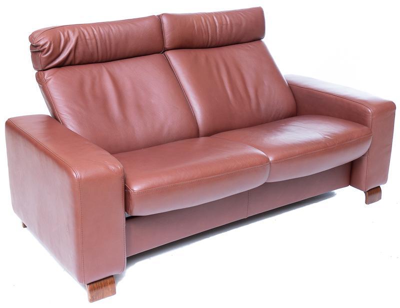 Mid-Century Reclining Sofa: Mid-Century reclining sofa, 2-sections 38" tall x 65.5" wide x 29.5" deep State-wide delivery is available for this item. Please email shipping@vogtauction.com or call 210-822-6155 for a quote. IN-HOU