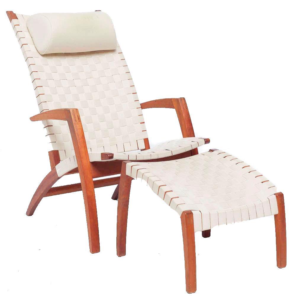 Bill Potter for Mobelfabrik, Beech Arm Chair w/ Ottoman: Retro beech arm chair with ottoman by Bill Potter for Vejle Mobelfabrik, off white 39” tall x 21” wide/ Chair State-wide delivery is available for this item. Please email shipping@vogtauct