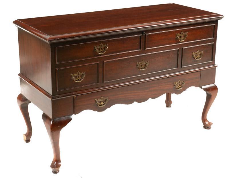 Lane Cedar Chest on Stand: Provenance: A Kerrville, TX Estate Lane cedar chest on stand, 5-faux drawers, metal hardware, hinged lid and single-drawer 29" tall x 44" wide x 18" deep State-wide delivery is available for this item