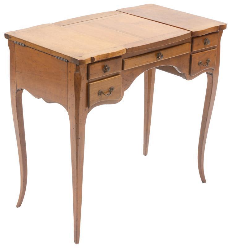 Louis XV-Style Dressing Table: French Louis XV-style dressing table, flip top mirror, flanked by storage compartments 28" tall x 30" wide x 17" deep State-wide delivery is available for this item. Please email shipping@vogtauction.