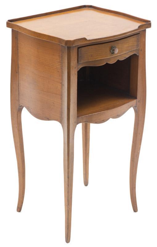 Louis XV-Style Nightstand: Louis XV-style nightstand, single-drawer, open shelf, cabriole legs 28" tall x 15.5" wide x 13.5" deep State-wide delivery is available for this item. Please email shipping@vogtauction.com or call 210