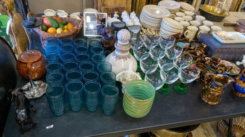Lot of Approx. 224 Pieces of Misc. Home Goods: Provenance: An Olmos Park, TX Estate Lot of approx 224 pieces of misc. home goods, includes cups, glassware, functioning fan, Lenox, etc. 51.5" tall x 19.5" diameter/ Largest State-wide delivery is av