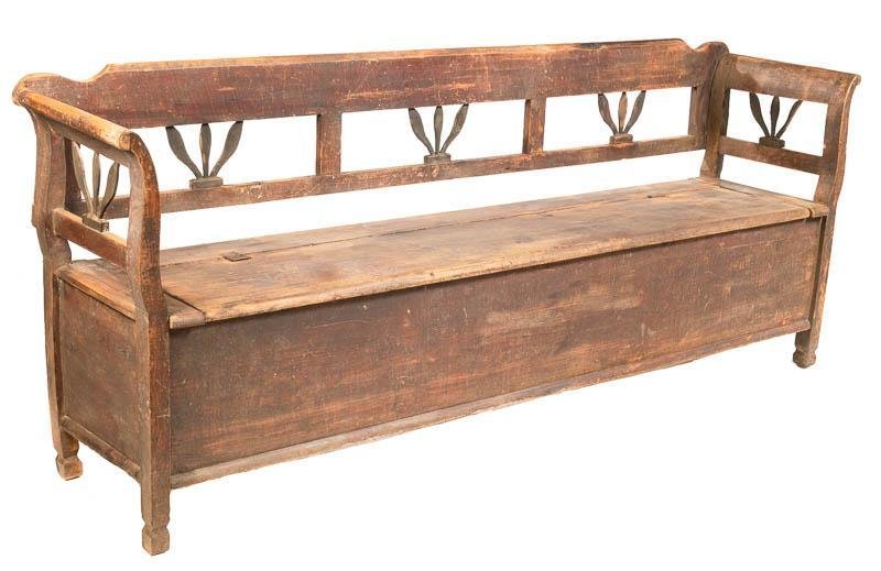Rustic Storage Bench: Rustic storage bench, hinged lid 38" tall x 95" long x 21" deep State-wide delivery is available for this item. Please email shipping@vogtauction.com or call 210-822-6155 for a quote. IN-HOUSE SHIPPIN