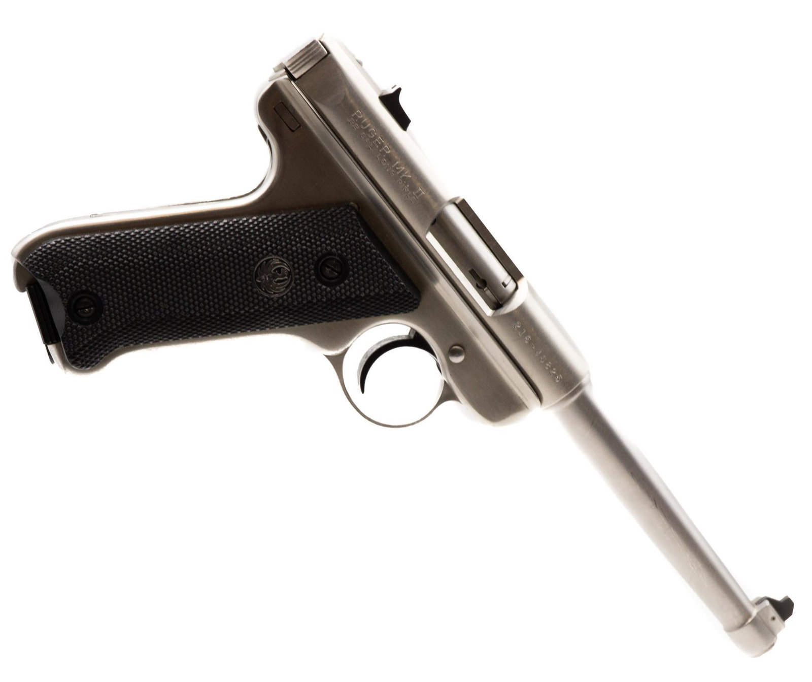 Ruger Mark II .22 LR Pistol: Serial: 216468245 Manufacturer: Ruger Model: Mark II Caliber: .22LR Barrel length: Condition: Good Provenance: San Antonio, TX Estate NOTICE: All sales of firearms are subject to applicable jurisdicti