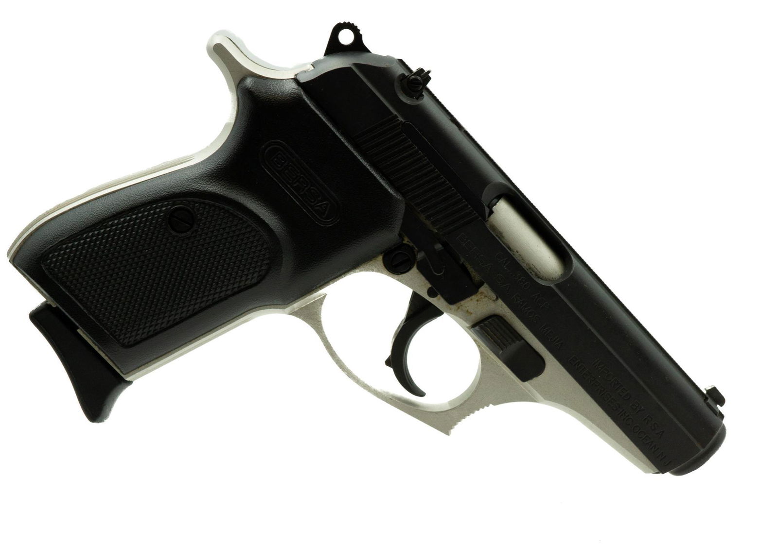 Bersa Thunder 380 .380 ACP Pistol: Serial: H14724 Manufacturer: RSA Enterprises Model: Bersa Thunder 380 Caliber: .380 ACP Barrel length: Condition: Good Provenance: San Antonio, TX Estate NOTICE: All sales of firearms are subject to a