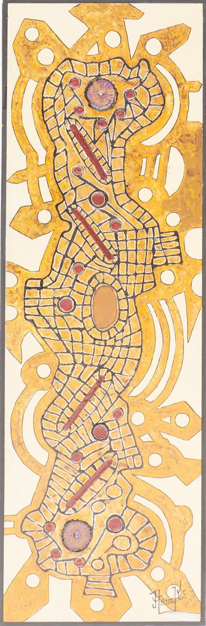 Hans Ke, Abstract, Oil on Board: Hans Ke, Abstract, Oil on Board, framed 50" tall x 17" wide State-wide delivery is available for this item. Please email shipping@vogtauction.com or call 210-822-6155 for a quote. IN-HOUSE SHIPPING is