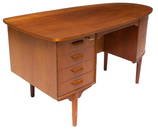 Danish Mid-Century Surfboard Knee-Hole Desk