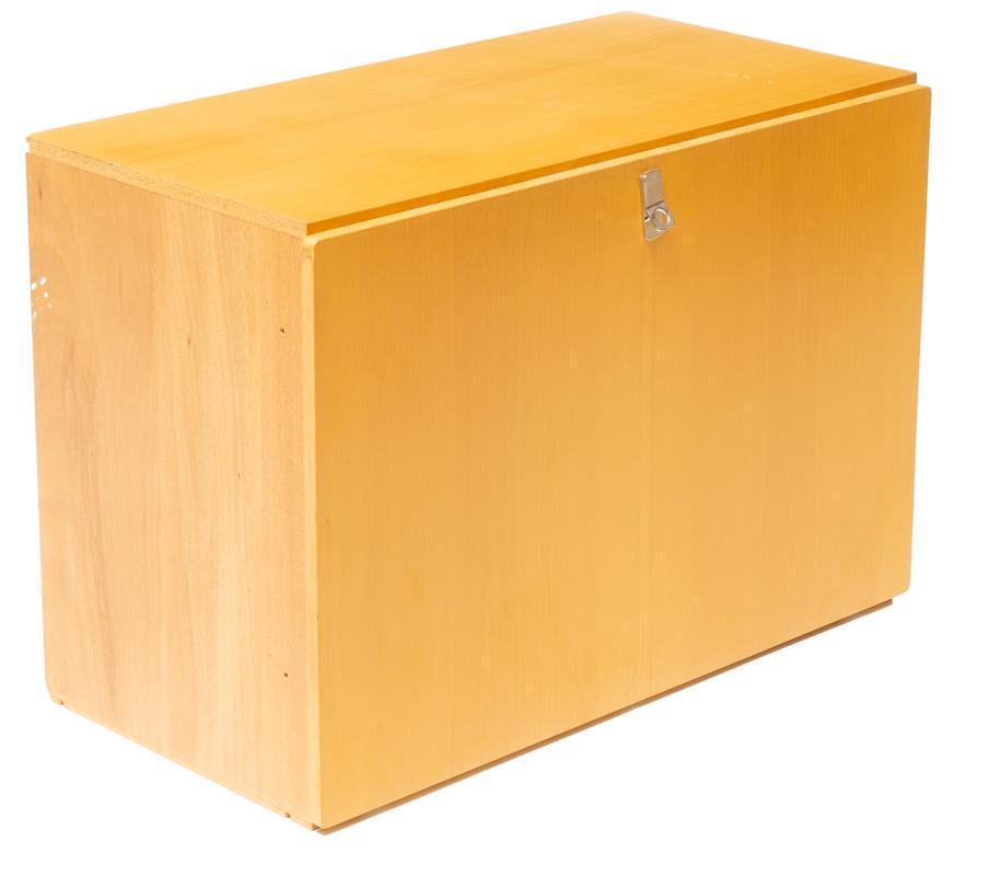 Attributed to Maurice Villency New York, Filing Cabinet: Attributed to New York, Mid-Century filing cabinet, single-drop front door opens to shelved interior, chrome hardware 23.5" tall x 33.5" wide x 18" deep State-wide delivery is available for this item.