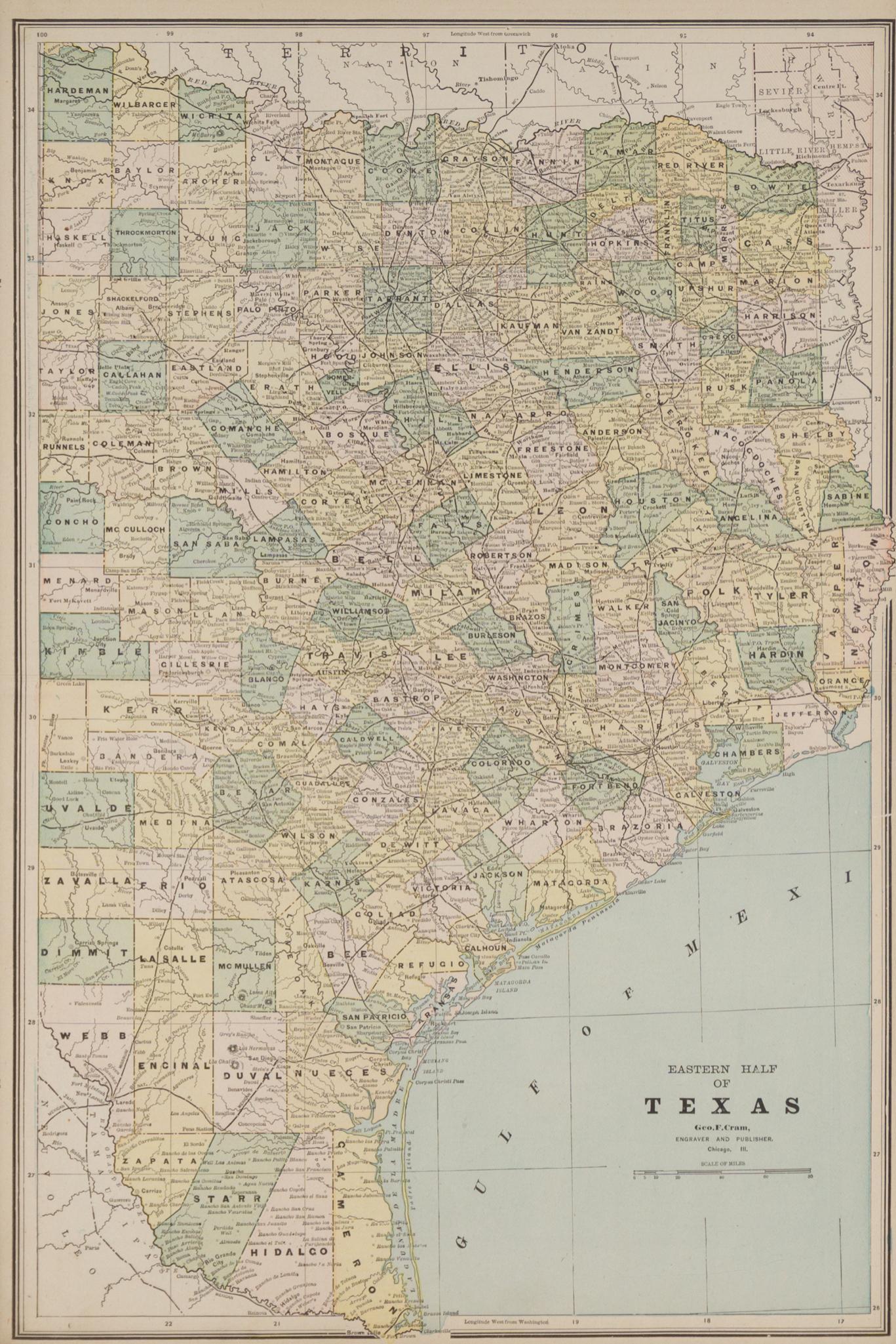 George F. Cram (1841-1928). Map of Texas, 1895 (1 of 5)