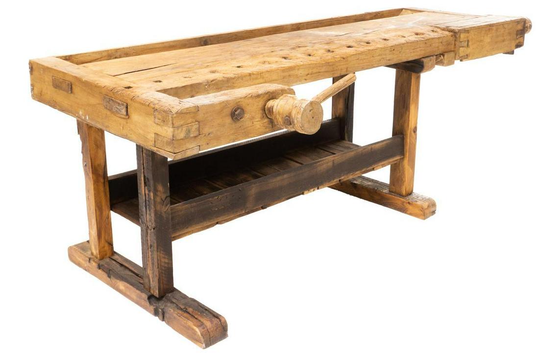 Rustic Work Table with Vice (1 of 3)