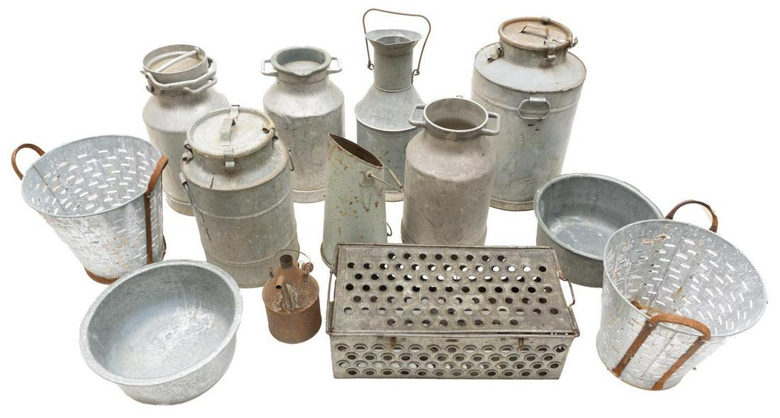 Lot of 13 Rustic Galvanized Farmhouse Jugs (1 of 3)