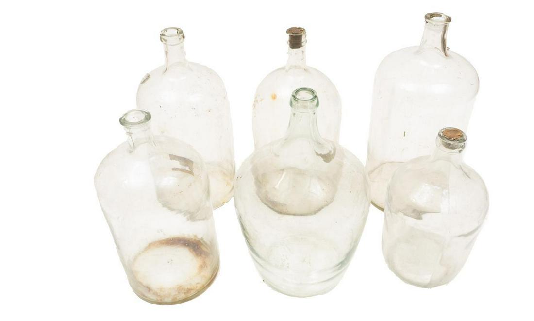 Lot of 6 Vintage Hand Blown Glass Carboys (1 of 3)