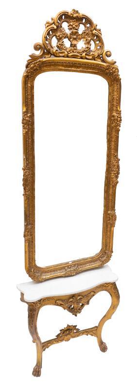 French Empire Marble Top Mirrored Console (1 of 3)