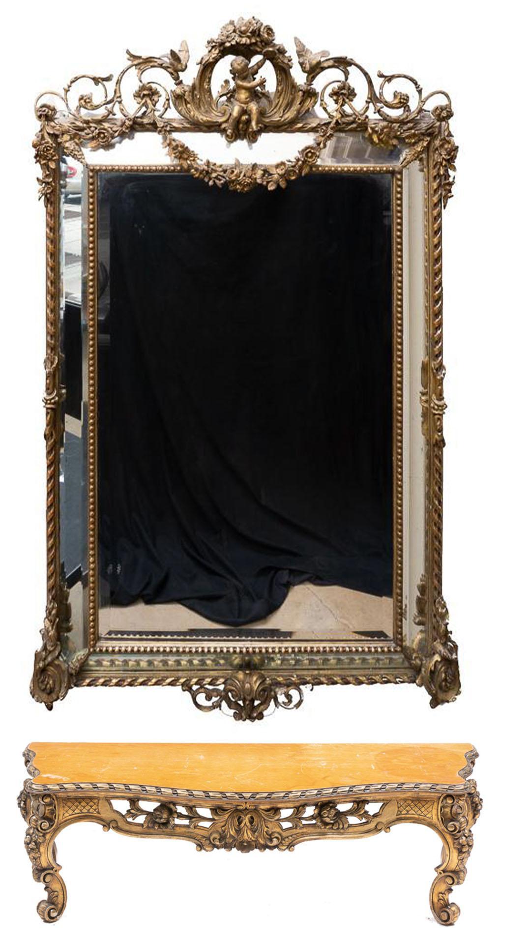 Petite Mirrored French Ormolu Console Table (1 of 6)