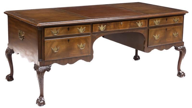 Louis XV Leatherette Top Partner Desk (1 of 3)