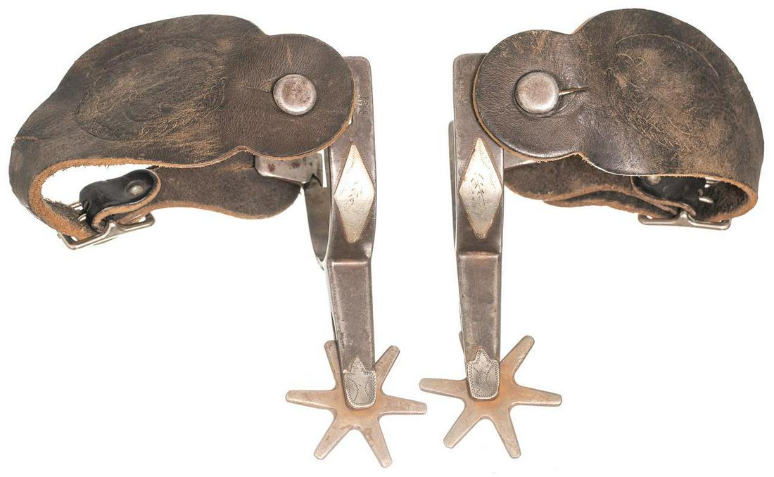 Kelly Bros. Straight Shank Marked Silver Mounted Spurs (1 of 4)