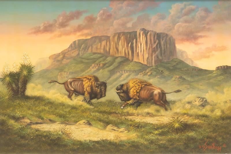 Billy Saathoff (20th c.), Buffalos, Lithograph (1 of 4)