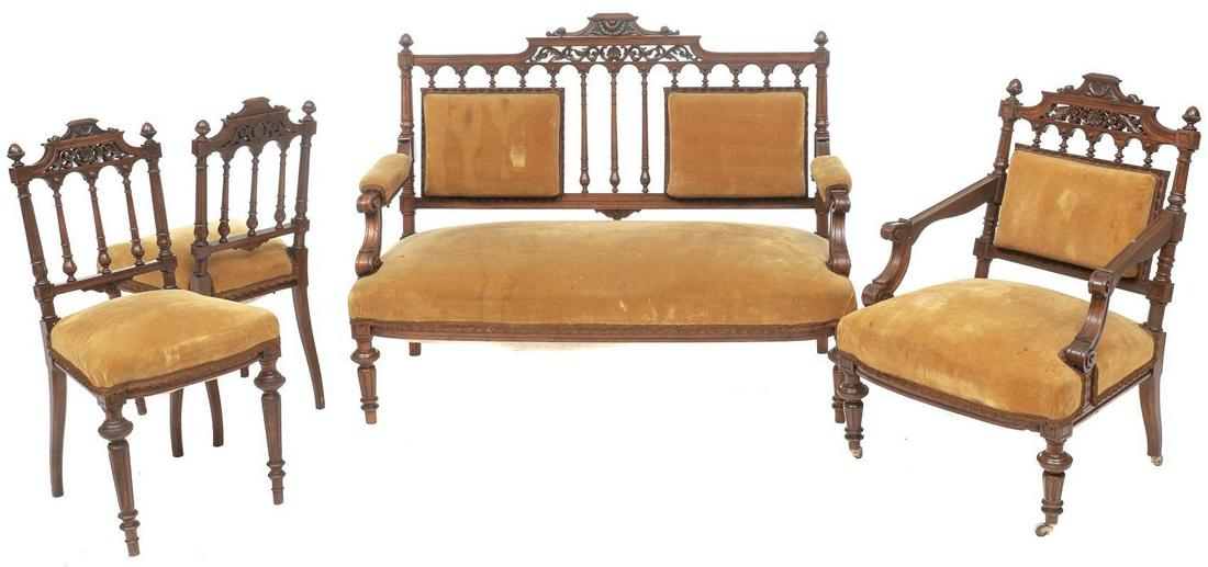 Early American Sitting Room Set, Loveseat & 3-Chairs (1 of 4)