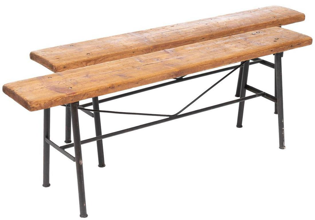 Pair of Primitive Schoolhouse Benches (1 of 4)