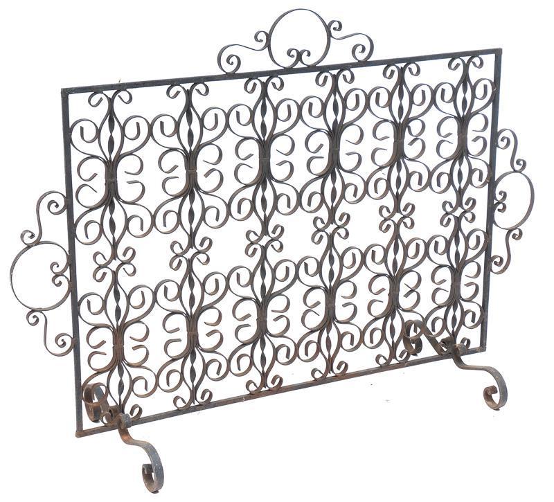Spanish Colonial-Style Forged Iron Fire Screen (1 of 3)
