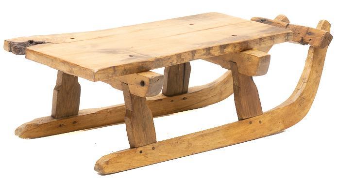 Vintage Wooden Sled: Vintage wooden sled, metal hardware 7.5"h x 26"w x 13"d State-wide delivery is available for this item. Please email shipping@vogtauction.com or call 210-822-6155 for a quote. IN-HOUSE SHIPPING is NOT