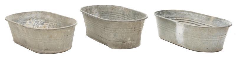 Set of 3 Galvanized Farmhouse Tubs (1 of 4)