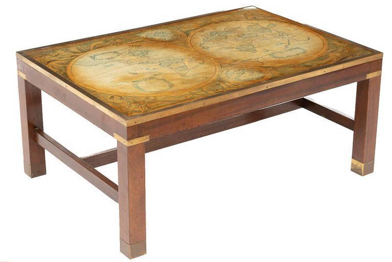 Mid Century Coffee Table, Map Motif