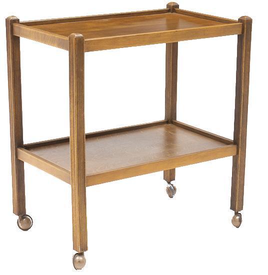 Mid-Century Tea Trolley: Mid-Century tea trolley, on casters, 2-tiers 26"h x 24"w x 15"d State-wide delivery is available for this item. Please email shipping@vogtauction.com or call 210-822-6155 for a quote. IN-HOUSE SHIPPIN