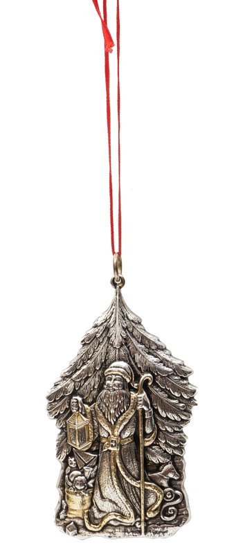 No. 046 Buccellati Sterling Christmas Ornament: No. 046 Buccellati sterling silver Christmas ornament, Saint Nicholas, stamped 4.5"h x 3"w