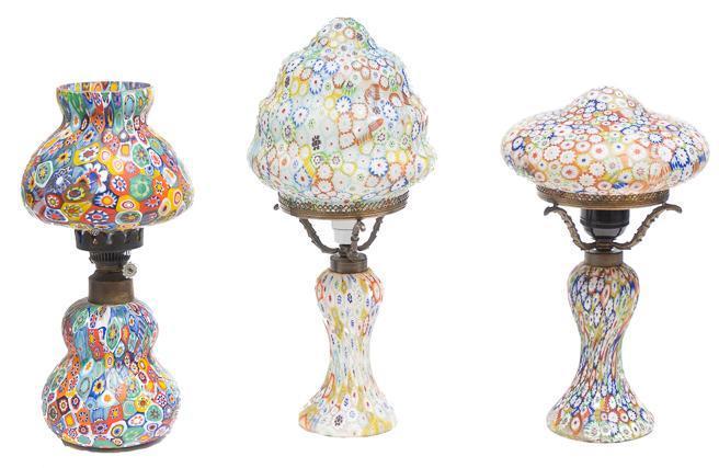 Lot of 3 Murano Millefiori Italian Art Glass Lamps (1 of 3)