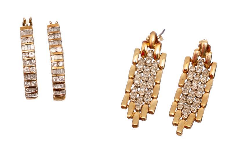 2 Pair of Vintage Gold & Diamond Earrings (1 of 3)