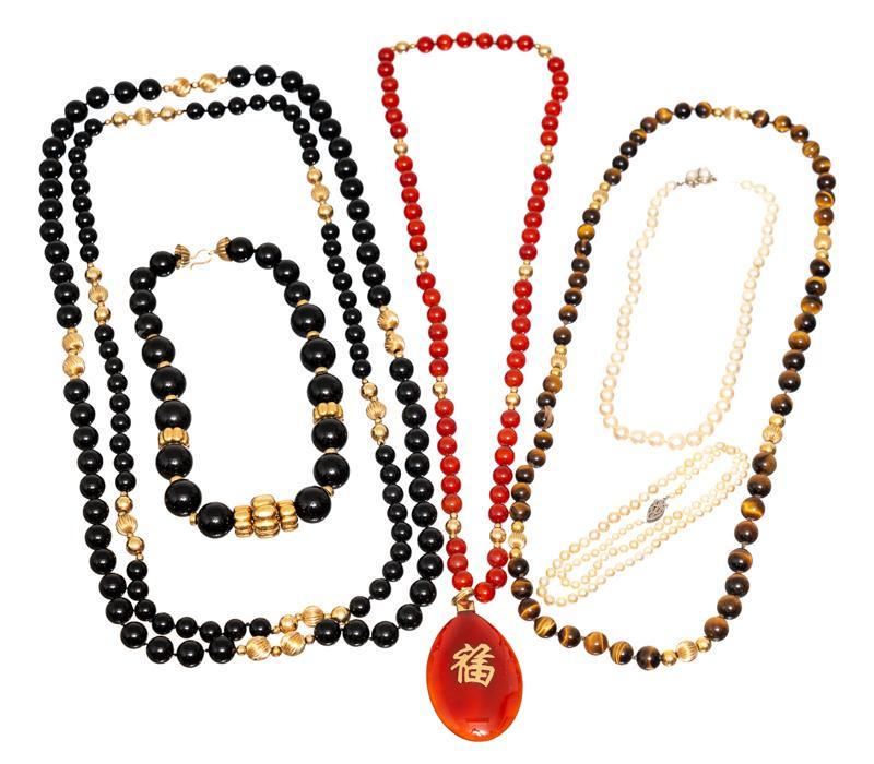 Lot of 7 14K Gold Gemstone Bead Necklaces (1 of 4)