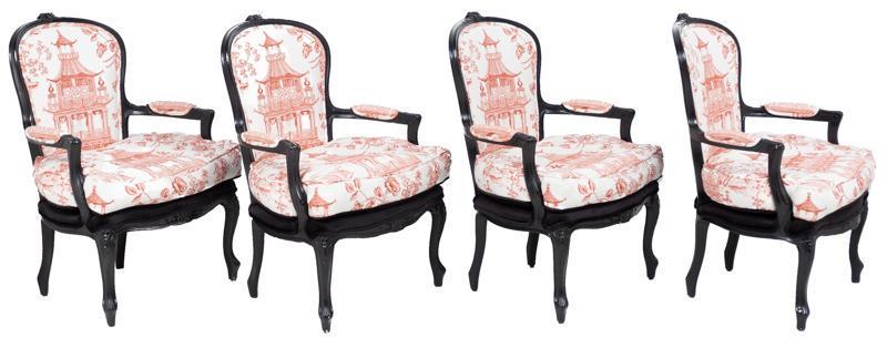 Set of 4 Chinoiserie Bergere Arm Chairs (1 of 4)