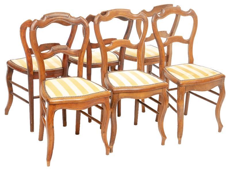 Set of 6 Louis Philippe period chairs, walnut, circa (1 of 2)