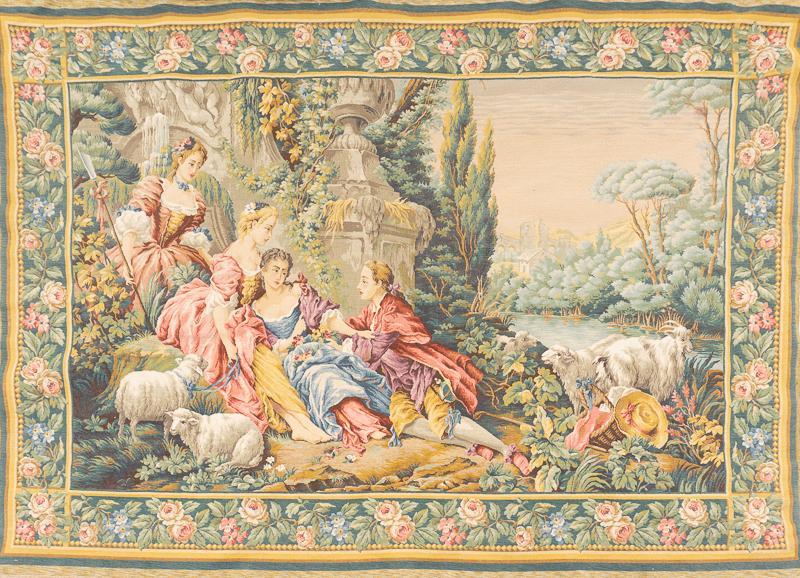 Vintage French Tapestry, Courting Scene (1 of 2)