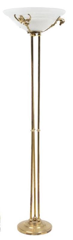 Vintage Freestanding Brushed Glass Brass Torchiere (1 of 3)