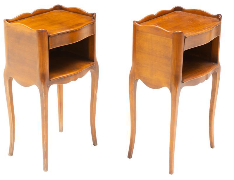 Pair of Louis XV Night Stands: Pair of Louis XV night stands, cabriole legs, single-flush drawer, carved 26.5"h x 14.5"w x 11.5"d/ each State-wide delivery is available for this item. Please email shipping@vogtauction.com or call 2