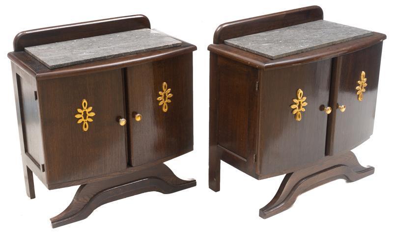 Pair of Art Deco Marble Top Night Stands (1 of 4)