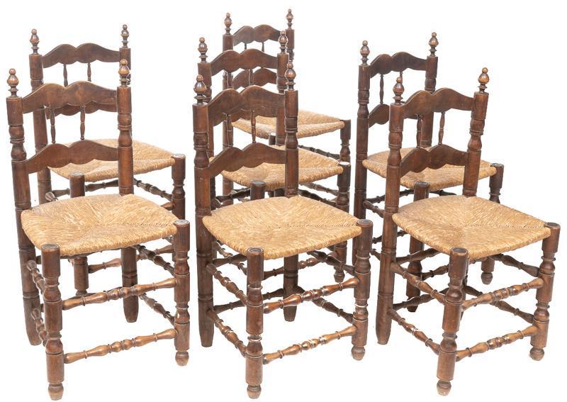 Set of 6 Rush Seat Dining Chairs (1 of 3)