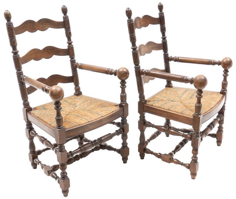 Pair of Rush Seat Arm Chairs (1 of 4)