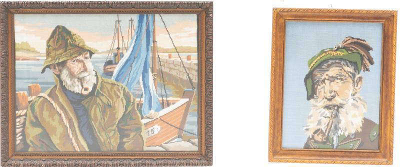 Pair of Framed French Nautical Tapestries (1 of 2)