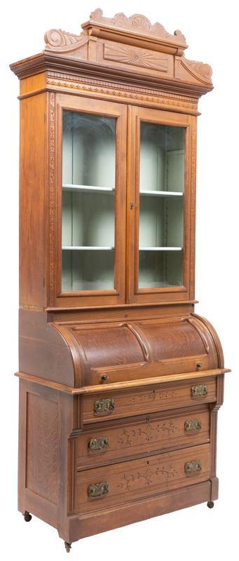 American Eastlake Roll Top Secretary Bookshelf (1 of 4)